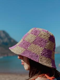 Sunny Days Purple Checked Hat via Chillax