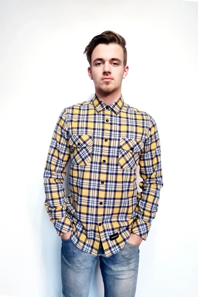 Sustainable check shirt Kovale | navy gold grey from common|era sustainable fashion