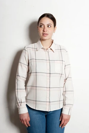 Sustainable check blouse Zora| creme pink from common|era sustainable fashion