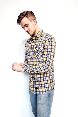 Sustainable check shirt Kovale | navy gold grey from common|era sustainable fashion