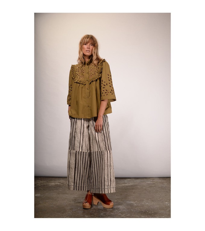 Birdy English Broderie Blouse Khaki from Cool and Conscious