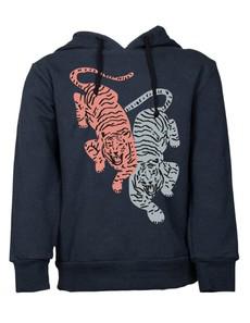 Sweater "Ivo" in organic cotton blu with tigers print via CORA happywear