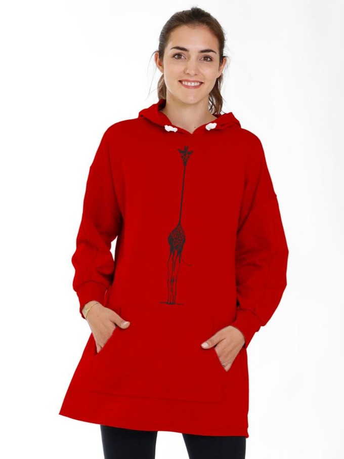 Vera organic cotton sweater red with Giraffe from CORA happywear