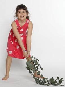 Organic Dress Eucalyptus Romy - red without sleeves via CORA happywear