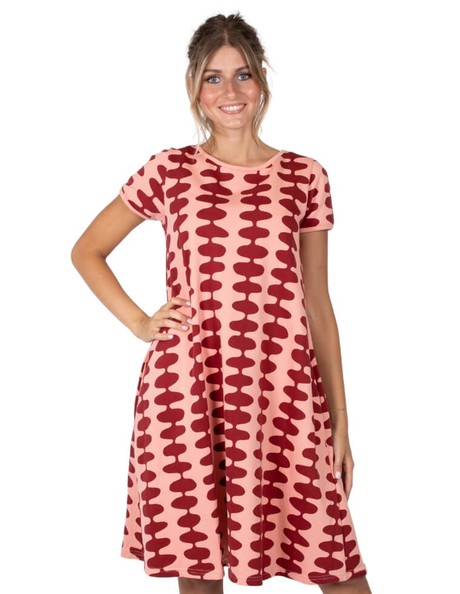 Woman Dress "Minime" in organic cotton rosa and bordeaux from CORA happywear