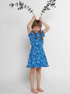 Organic Dress Eucalyptus Emy - light blue with roses via CORA happywear