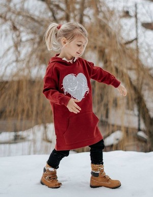 Girl Sweater "Camilla" in Beechwood bordeaux with print from CORA happywear