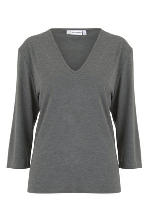 V Neck Three Quarter Sleeve Top in Moss from Cucumber Clothing