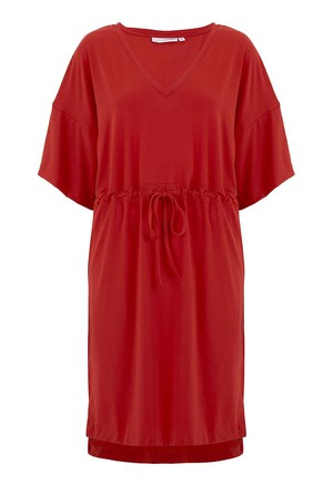 Cashmere Kimono Dress in Fire Engine Red from Cucumber Clothing