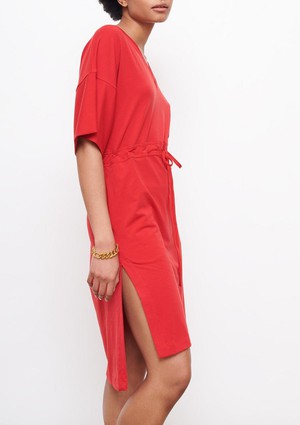 Cashmere Kimono Dress in Fire Engine Red from Cucumber Clothing