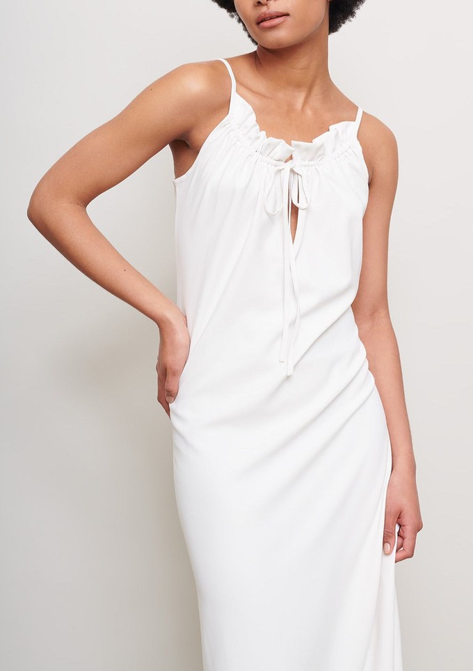 Ruffle Dress in Cream from Cucumber Clothing