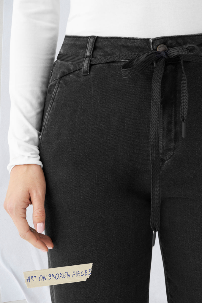 DEW Flared Soft Denim - French Pocket - Black Denim - Art on Broken Pieces from DAWN Denim