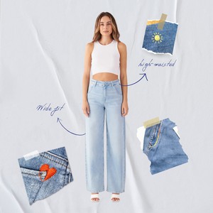 BLINK High Waist Wide - Light Blue - Art on Broken Pieces from DAWN Denim