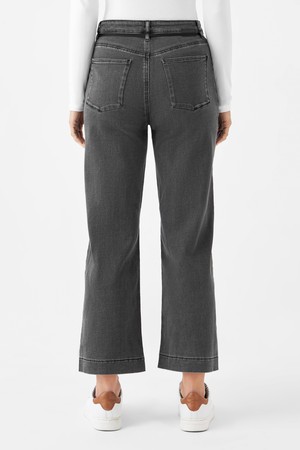 DEW Flared Cropped Soft Denim - French Pocket - Medium Grey from DAWN Denim