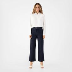 DEW Flared Cropped Soft Denim - French Pocket - Raw Blue via DAWN Denim