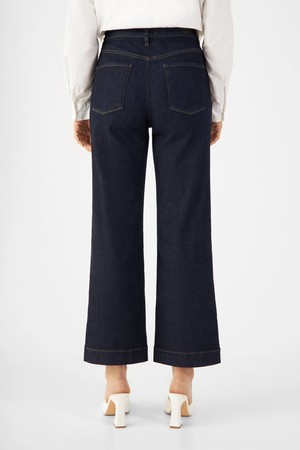 DEW Flared Cropped Soft Denim - French Pocket - Raw Blue from DAWN Denim