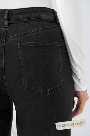 DEW Flared Soft Denim - French Pocket - Black Denim - Art on Broken Pieces from DAWN Denim