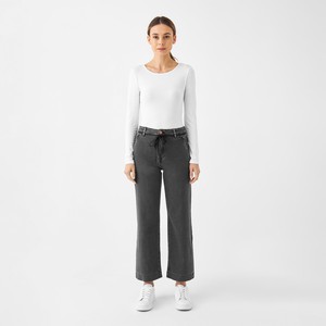 DEW Flared Cropped Soft Denim - French Pocket - Medium Grey from DAWN Denim