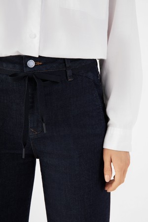DEW Flared Cropped Soft Denim - French Pocket - Raw Blue from DAWN Denim