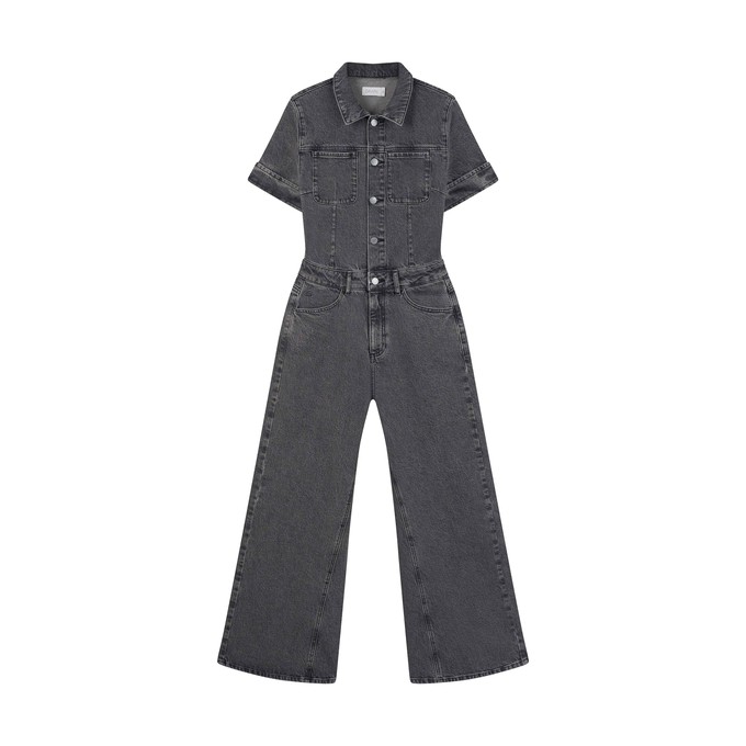 TWITTER Minimal Stretch - Short Sleeve Overall - Dark Grey from DAWN Denim