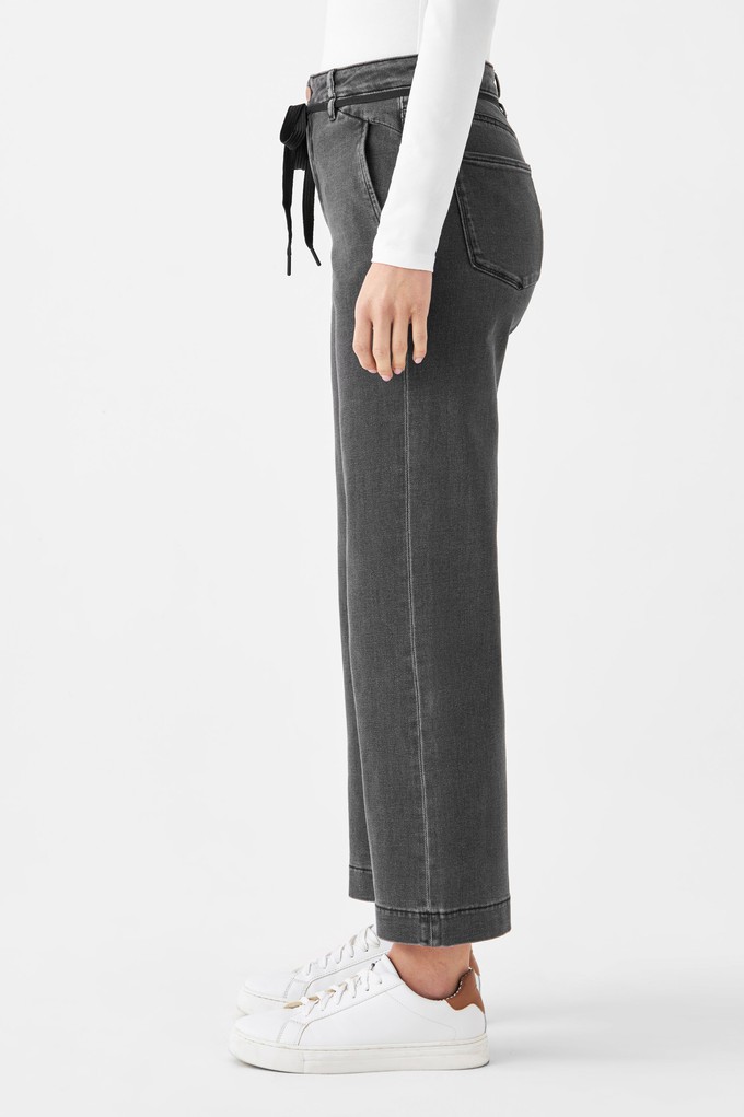DEW Flared Cropped Soft Denim - French Pocket - Medium Grey from DAWN Denim