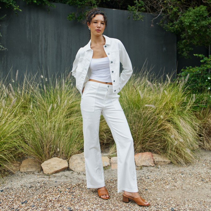 DEW Flared Soft Denim - Worker - White Denim from DAWN Denim