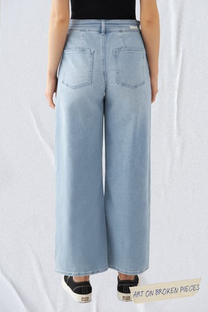 BLINK High Waist Culotte Jeans - Light Blue - Art on Broken Pieces from DAWN Denim