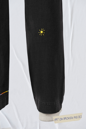 DEW Flared Soft Denim - French Pocket - Black Denim - Art on Broken Pieces from DAWN Denim