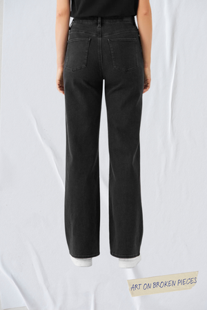 DEW Flared Soft Denim - Classic - Black Denim - Art on Broken Pieces from DAWN Denim