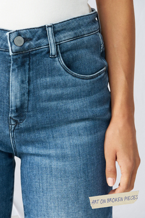 DEW Flared Soft Denim - Classic - Medium Blue - Art on Broken Pieces from DAWN Denim