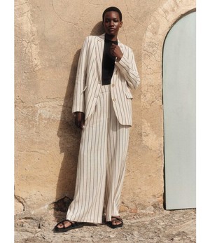LANIUS •• Gestreepte Broek OCS | Creme/ Black from De Groene Knoop