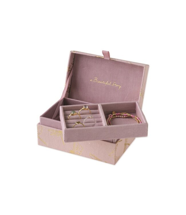 A BEAUTIFUL STORY •• Jewelry Box Small | Dragonfly Pink with ring inlay from De Groene Knoop