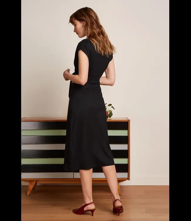 KING LOUIE •• Lot Midi Dress Viscose Classic | Black from De Groene Knoop