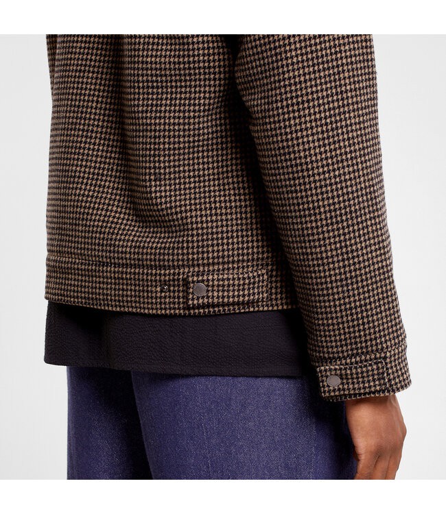 DEDICATED. •• Padded Wool Jacket Vallentuna  | Pepita Brown from De Groene Knoop