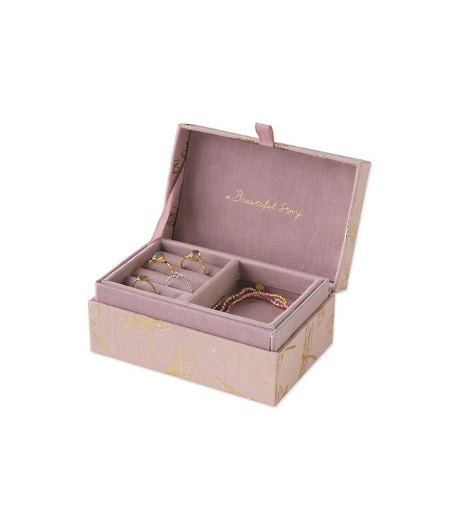 A BEAUTIFUL STORY •• Jewelry Box Small | Dragonfly Pink with ring inlay from De Groene Knoop