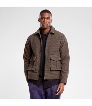 DEDICATED. •• Padded Wool Jacket Vallentuna  | Pepita Brown from De Groene Knoop