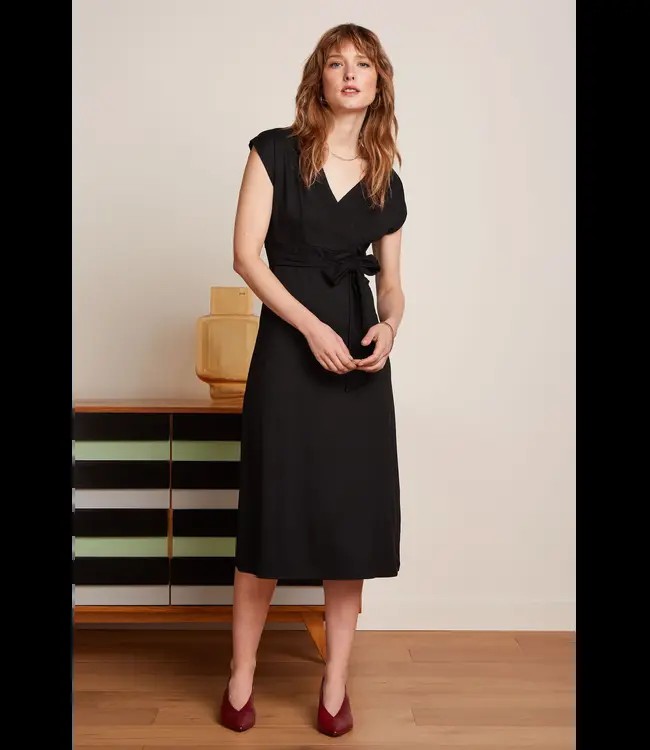 KING LOUIE •• Lot Midi Dress Viscose Classic | Black from De Groene Knoop