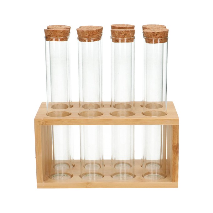 Buisjes in standaard, bamboe, hittebestendig glas en kurk from Dille & Kamille
