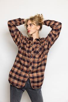 Franklin Blouse | Brown Chekered via Elements of Freedom