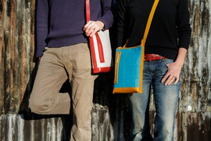 Reporter Bag | Leather & Fire-hose from Elvis & Kresse