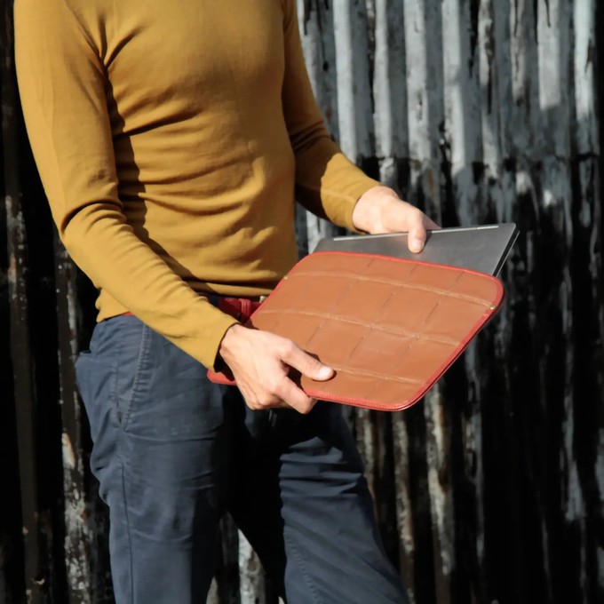 Laptop Sleeve  | Leather & Fire-hose from Elvis & Kresse