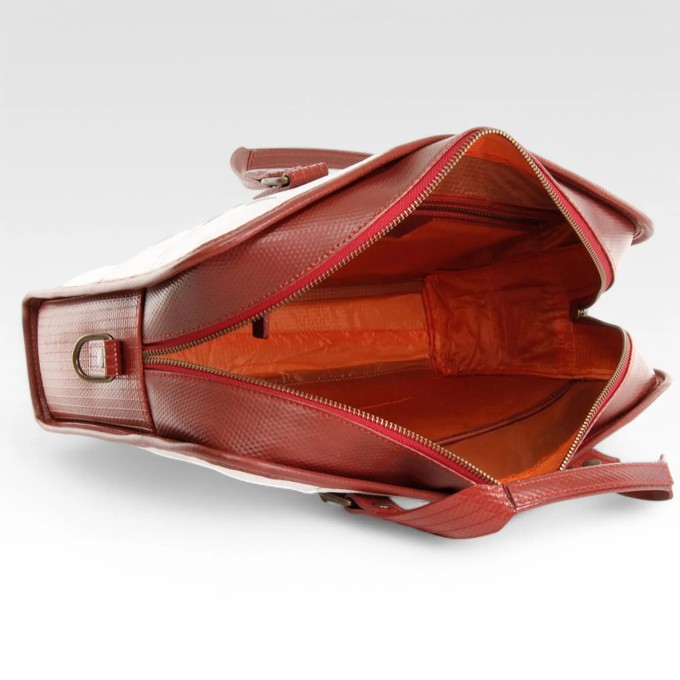 Compact Briefcase | Leather & Fire-hose from Elvis & Kresse