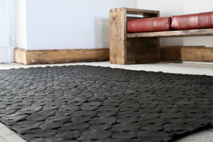 Elvis & Kresse Teams with FLOR for Woven Scrap-Leather Rugs