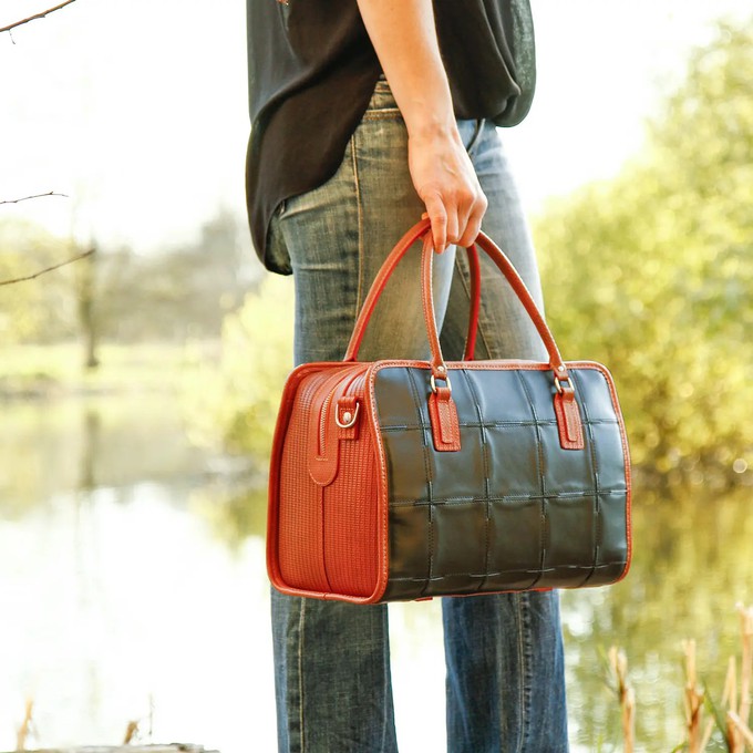 Large Post Bag | Leather & Fire-hose from Elvis & Kresse