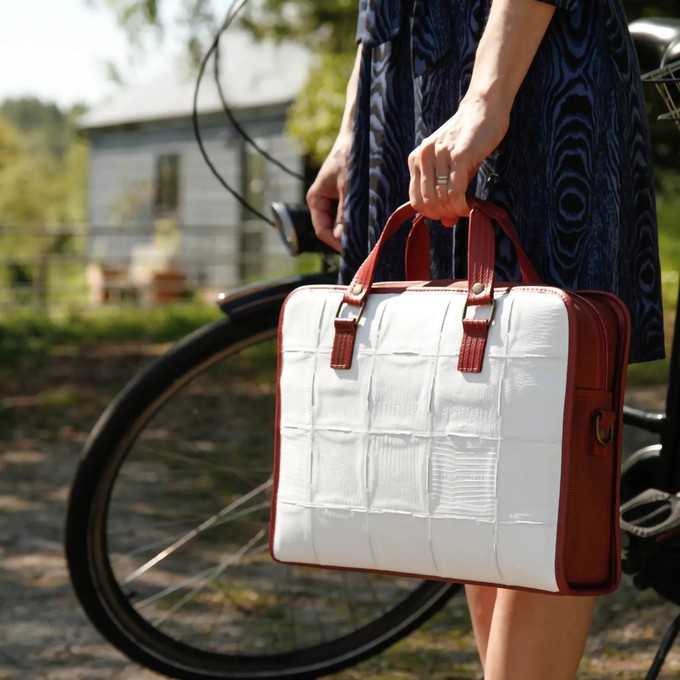 Compact Briefcase | Leather & Fire-hose from Elvis & Kresse