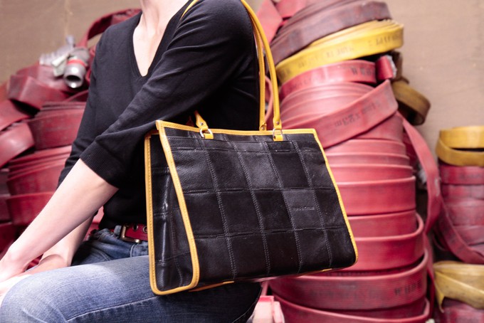 Whitstable Tote | Leather & Fire-hose from Elvis & Kresse