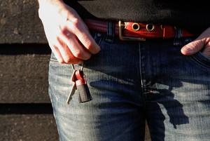 Mini Tassel Keyring | Leather & Fire-hose from Elvis & Kresse