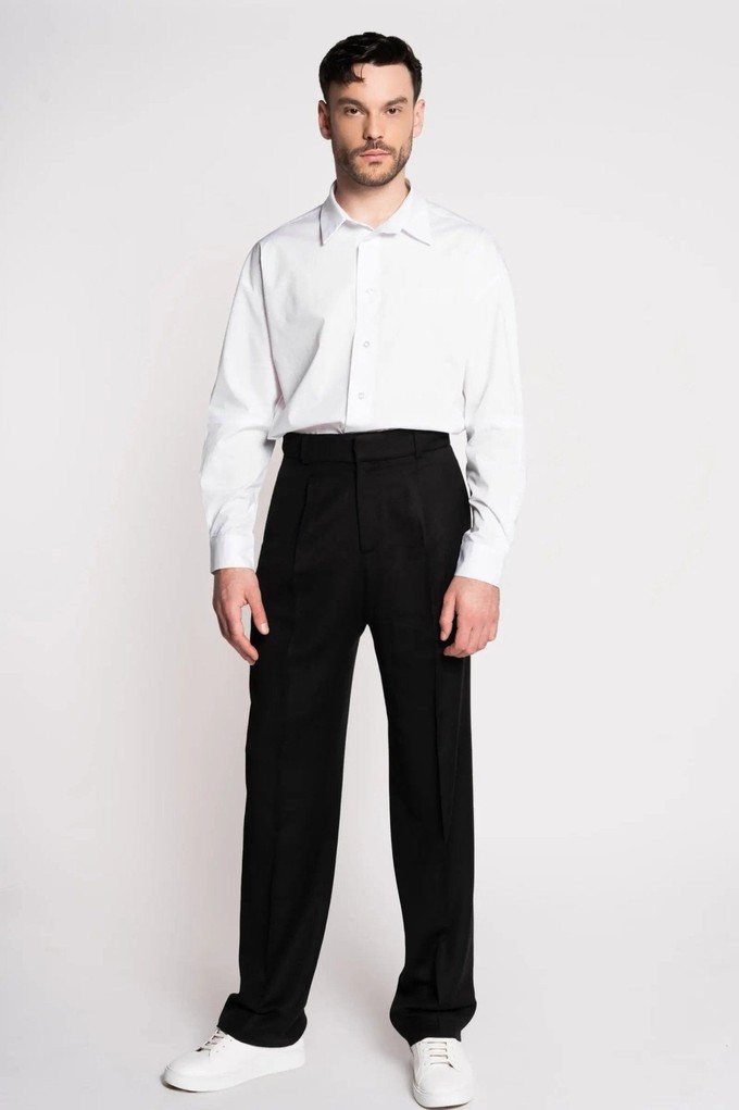 French-Made Thick Cold Wool Pleated High-Waisted Pants from ERVERTE Paris