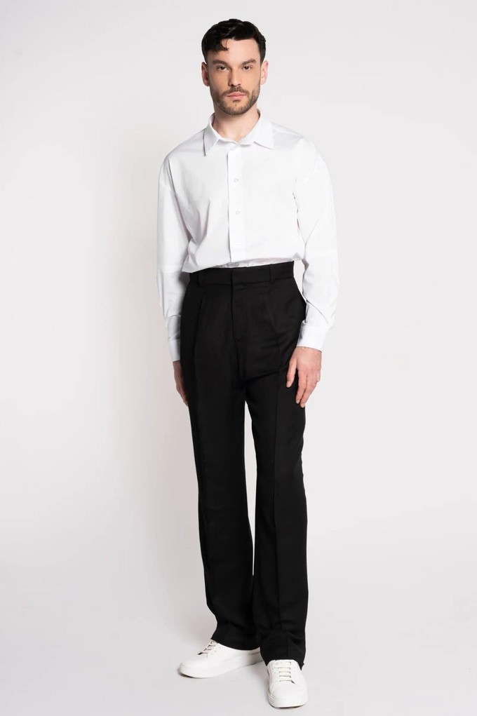 French-Made Thick Cold Wool Pleated High-Waisted Pants from ERVERTE Paris