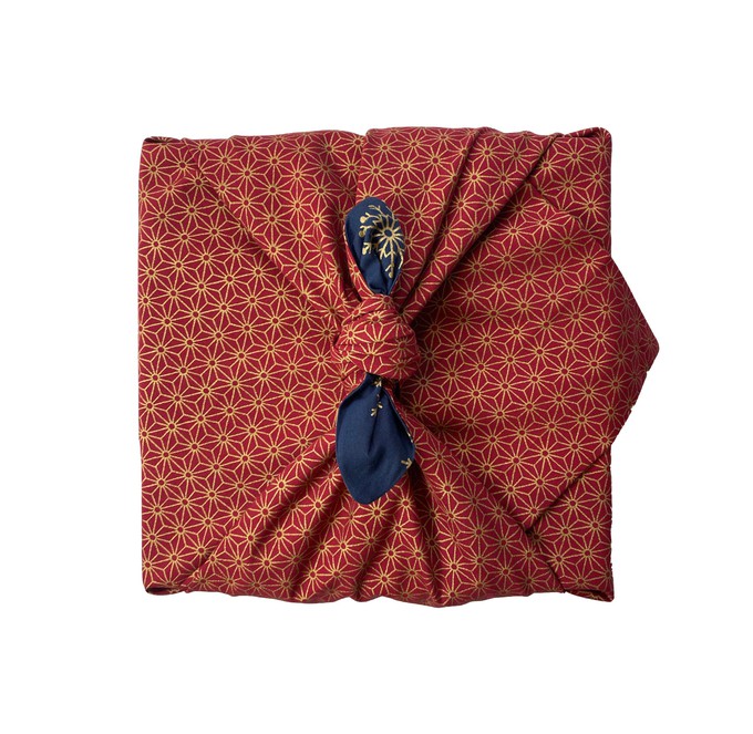 Furoshiki Gift Wrap Ruby & Midnight Snowflakes Fabric Gift Wrap - Double Sided (Reversible) from FabRap